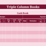 Triple column Cash book with bank and discount column